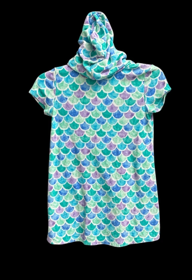 Traje de baño de tela de rizo Wonder Nation para niñas talla: M (7-8) sirena con capucha cremallera 1 Foto 2 de 4