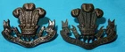 WW1 ERA GENUINE THE WELSH REGIMENT BRONZE OFFICERS COLLAR BADGE PAIR MILITARY