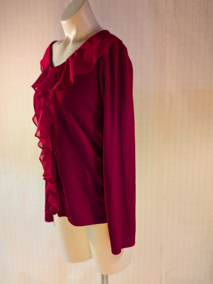 Top caprichoso terciopelo triturado vintage S rojo volantes gótico bruja años 90 Stevie Foto 2 de 4