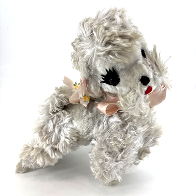 Vintage Rushton Plush Poodle Dog Puppy Gray & White 13