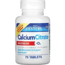 21st Century Calcium Citrate + D3 Maximum 630 mg/13 mcg (500 Iu) 75 Tabs