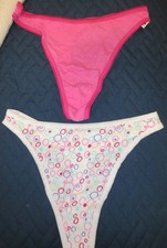 vtg 90's FRUIT the LOOM COTTON HI CUT THONG PINK bikini panties sz M/6 lot 2