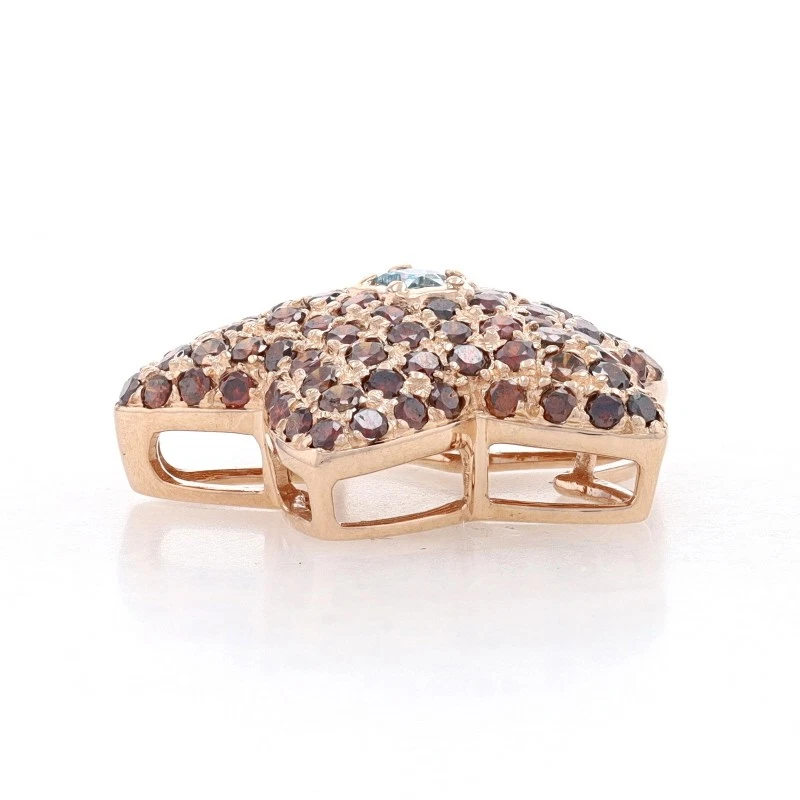 Colgante Estrella de Mar Diamante Azul y Naranja Oro Rosa Estrella 14k 1.47ct Racimo Tratado Foto 2 de 4