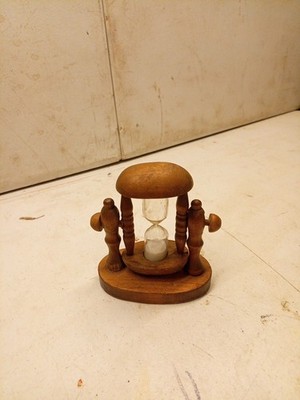 Vintage Small Wood Hourglass With Swivel 4 Minutes Egg Timer
