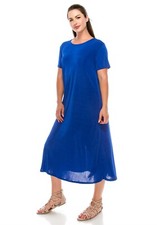 Travel Knit Dress, long A-Line, S/S, Stretchy NO-IRON poly/span. Royal blue