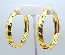 simple wide twist style gold color Round 2" Hoop light weight fashion Earrings