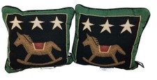 2 Mount Vernon Mills Rocking Horse Tapestry Throw Pillows 13โ USA Made Vintage