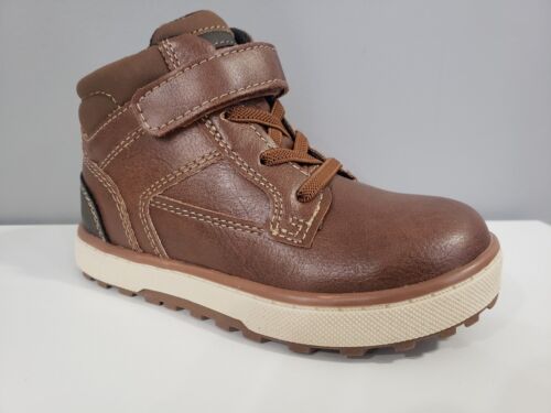 NEW Toddler Boot Size 8 Brown Winter fall Faux Leather Combat biker Hiking Duck - Afbeelding 1 van 8