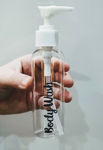 Sticker Label for Travel/Flight Bottles Empty Toiletry Pump Spray 100ml Vinyl - Picture 4 of 5