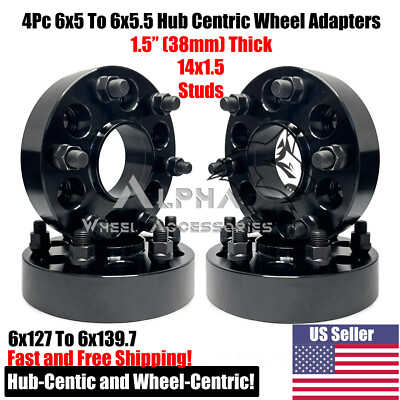 4 Hub Centric 6x5 To 6x5.5 Wheel Adapters For Trailblazer Envoy Bravada SSR 1.5''