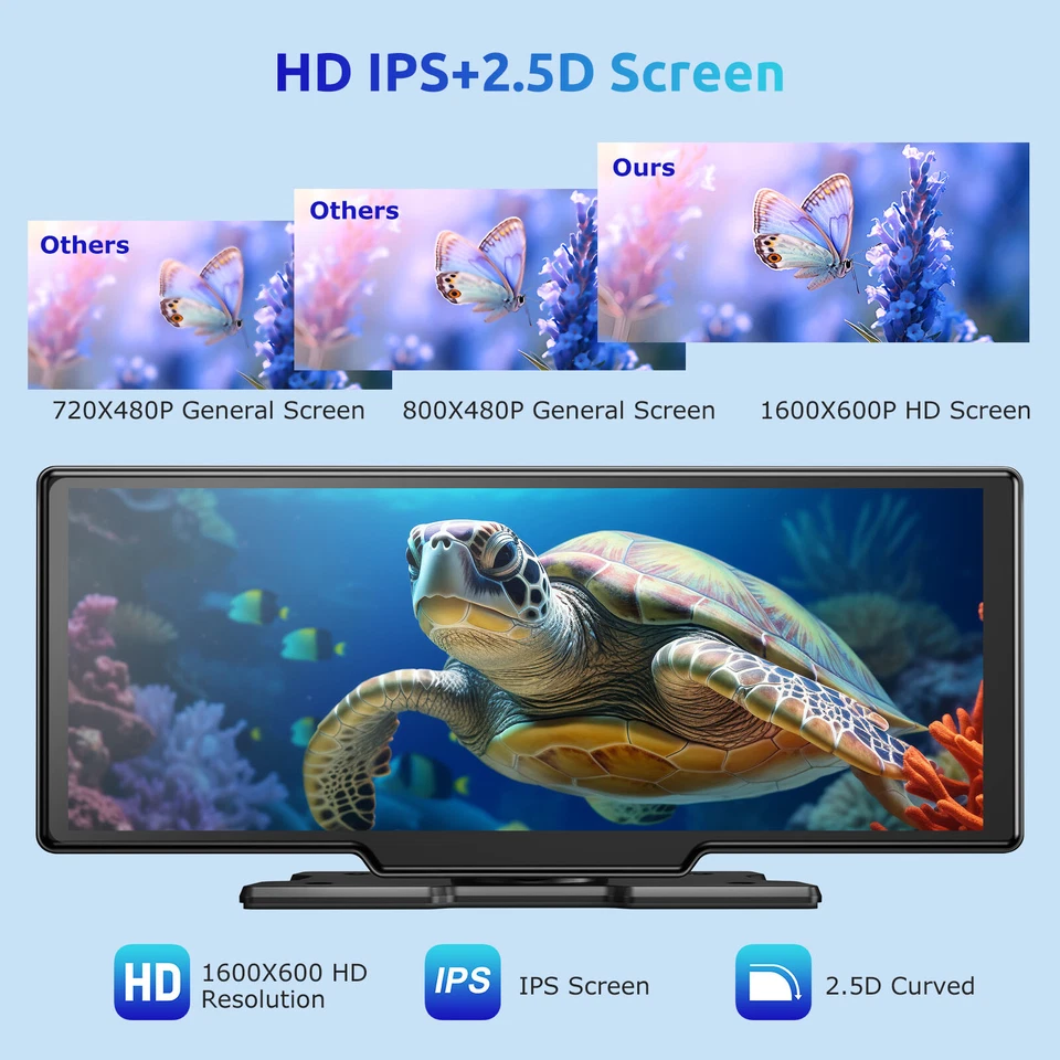 Autoradio portatile 10.26" 4K Dash Cam CarPlay Android auto + fotocamera 1080P - Immagine 4 di 4