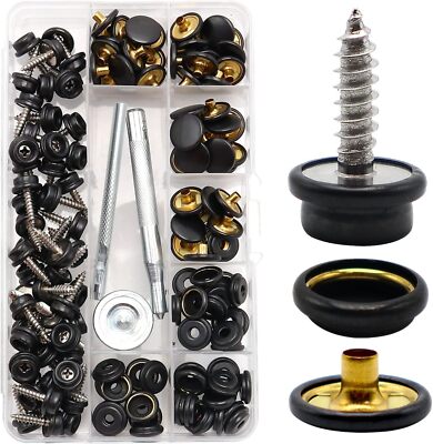 Weiwei 153 PCS Canvas Snap Kit Stainless Steel 3/8'' Socket Boat Snaps Marine Gra