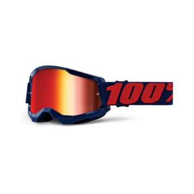 MASKE 100% SCHICHT 2 MASEGO MOTORRADBRILLE CROSS ENDURO ROTES SPIEGELGLAS