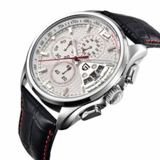 PAGANI DESIGN Mens Chronograph Leather Watches Stainless Steel Luxury Quartz