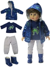 Complete Dinosaur Raingear Set Clothes for 18 inch Boy Girl Dolls