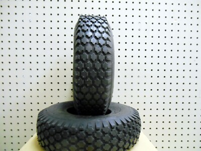 TWO 4.10/3.50-5  Stud Tread Tires with TR13 straight stem Tubes