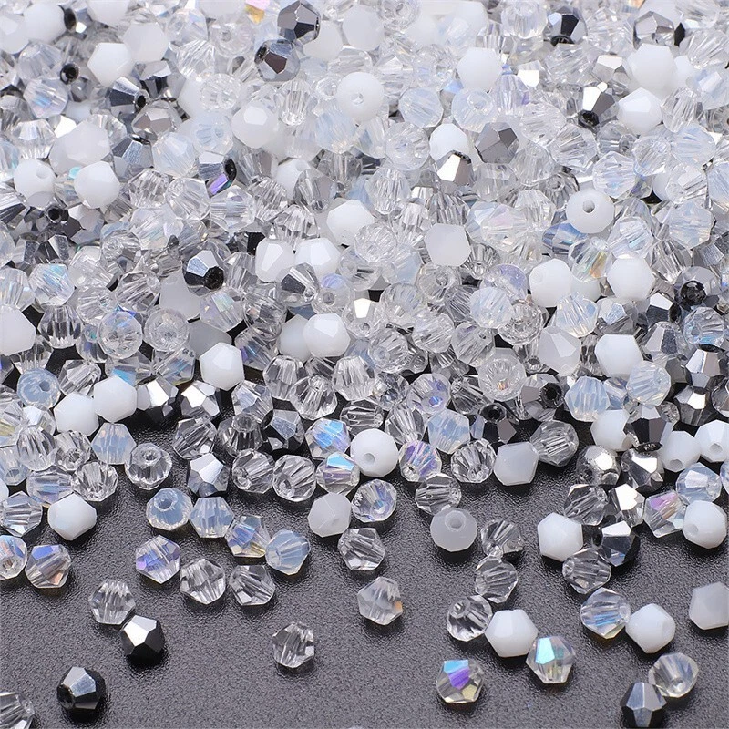 1000x Espaciador de cuentas de cristal bicono facetado de vidrio checo 2 mm 3 mm Hágalo usted mismo Fabricación de joyas Foto 4 de 4