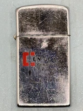 Vintage 1963 Centex Construction Co Advertising Chrome Slim Zippo Lighter
