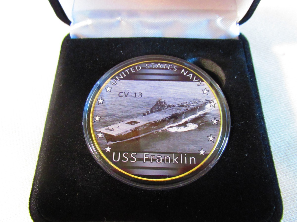 US NAVY - USS Franklin (CV–13) Challenge Coin w/ Presentation Box