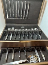 Pacific Silvercloth Anti-Tarnish Wood Flatware Storage Chest Box with Drawer