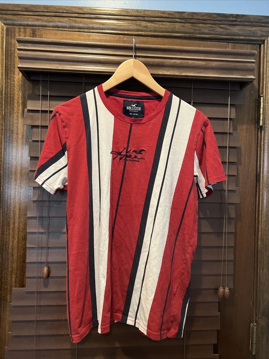 Red and white hollister shirt sales