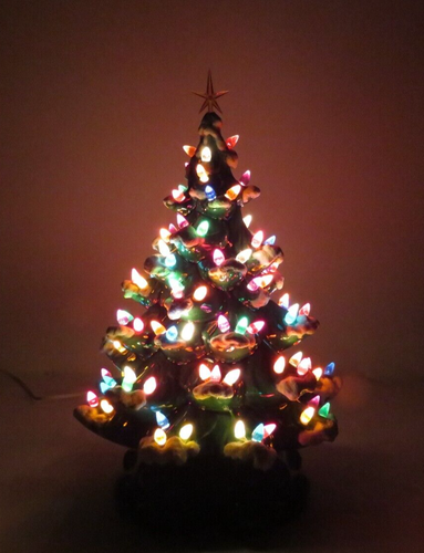 VTG 1960s CERAMIC 16" LIGHT UP CHRISTMAS TREE WITH STEADY & BLINKING LIGHT BULB - Picture 18 of 23