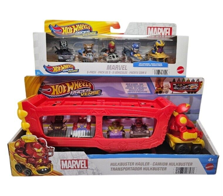 Hot Wheels Racer Verse Marvel 5 Pack, First Appearance w/ Hulkbuster Hauler, NEW Hot Wheels Racer Verse Marvel 5 Pack, First Appearance w/ Hulkbuster Hauler, NEW