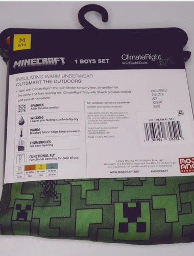 ClimateRight Boys by Cuddl Duds Minecraft Boys Thermal Underwear Set SizeM 8/10 - Picture 2 of 3