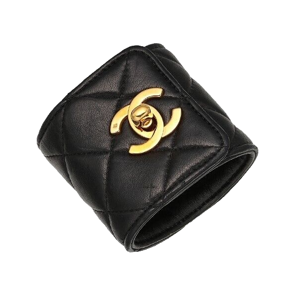 CHANEL Matelasse Leather Bangle Bracelet Black Women's Accessories