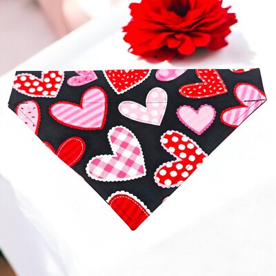 Valentines Day Dog Bandana Over the Collar Valentine Bandanna Slide Scarf Hearts