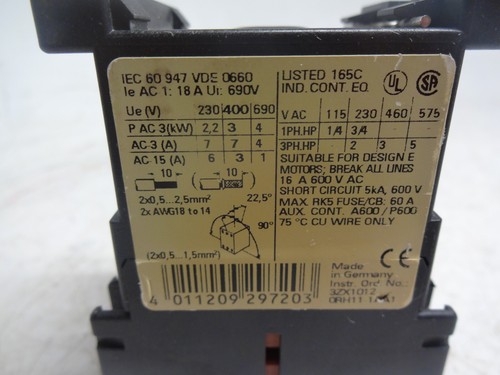 Siemens 3RT1015-2HB41 3RT10152HB41 Power Contactor - Picture 11 of 15