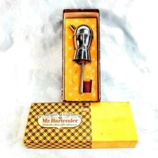 Mr Bartender Chrome Bottle Top Pourer 1 Jigger Pour Vintage 1950s Stopper in Box