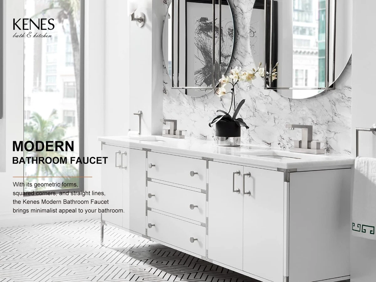KENES Two-Handle Centerset Bathroom Faucet Brushed Nickel Bathroom