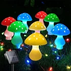 Solar Mushroom Fairy String Lights 6 LED Outdoor Garden Decor Yard Pathway Lamp