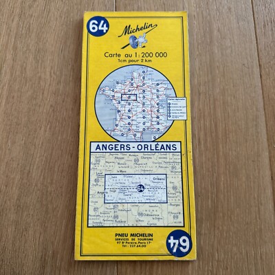 Straßenkarte MICHELIN 64   Angers - Orléans - 1970 French Map Edition 8