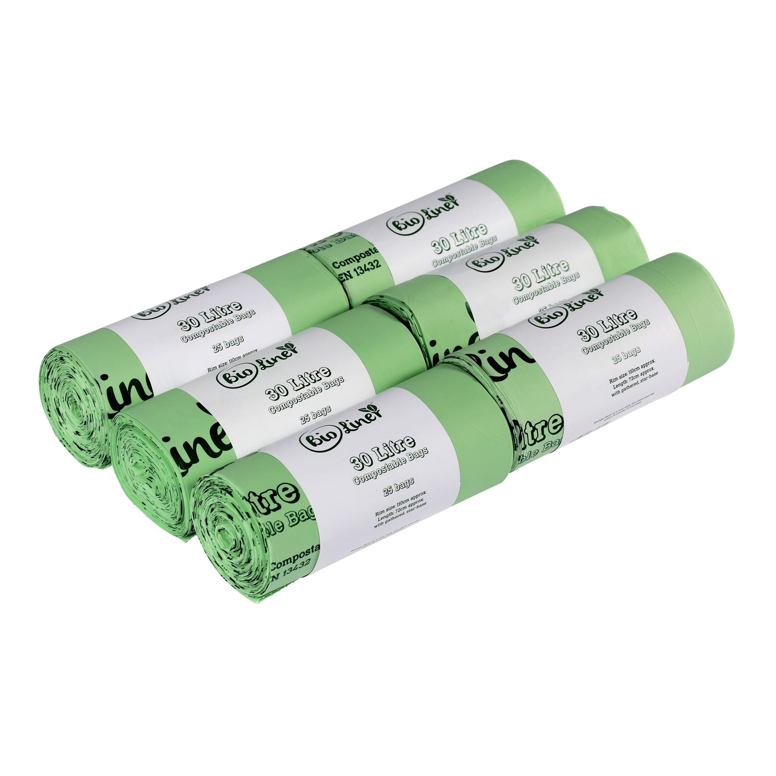 150 x 30 Litre (Large roll) BioLiner Compostable Kerbside Caddy Bin Liners