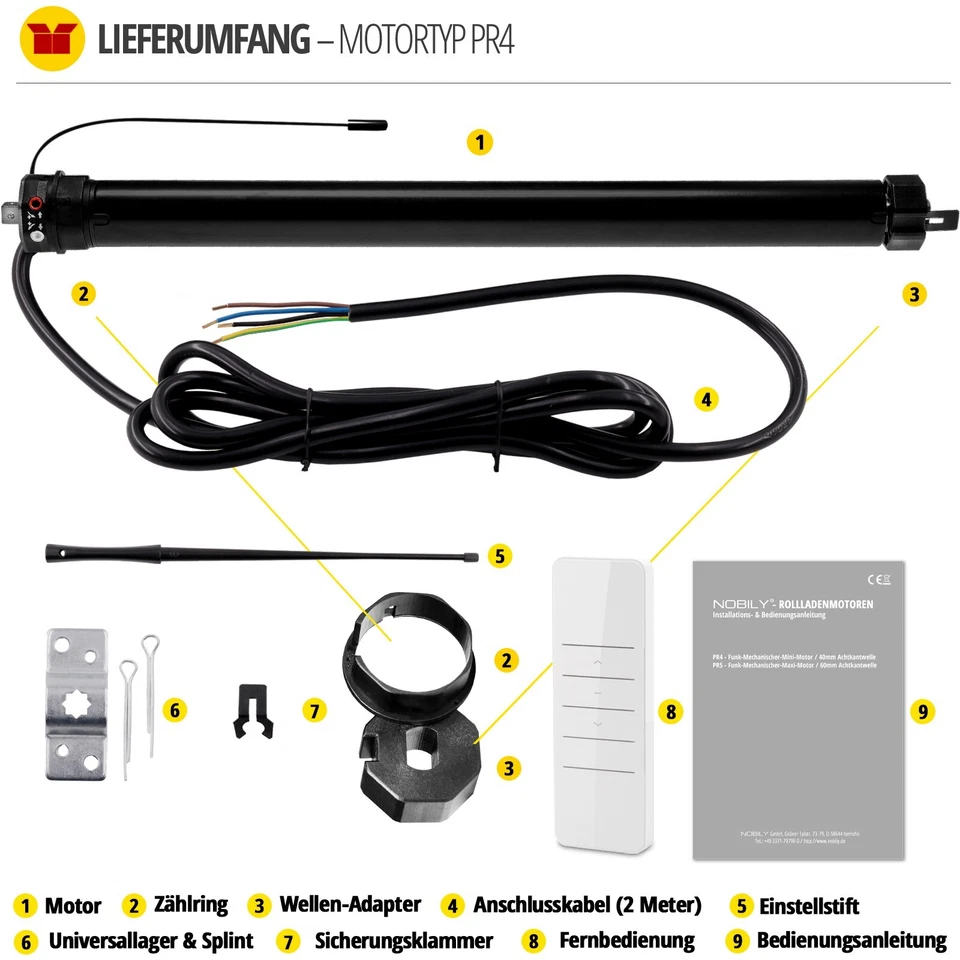 NOBILY Funk-Rolladenmotor 1-10er SET PR 4 / PR 5 Rohrmotor Rollladenmotor - Bild 4 von 4