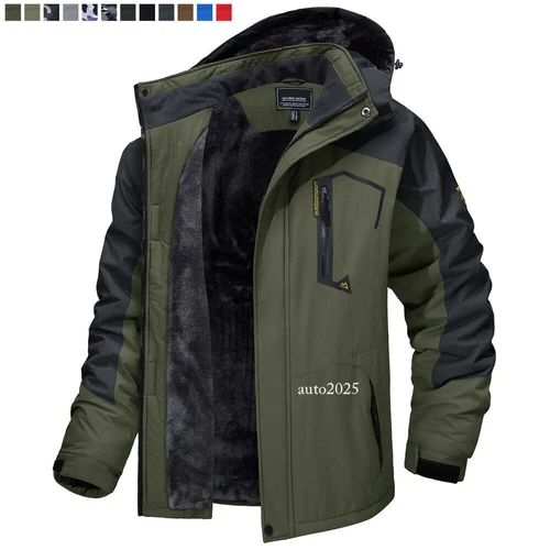 Men's Waterproof Winter Jacket Warm Winter Coat Outdoor Ski Snow Hooded Jackets - Picture 2 of 64