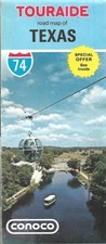 1974 CONOCO OIL Aquarena Springs Road Map TEXAS San Antonio Houston Fort Worth