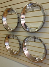 15" 2.5" Stepped Edge CHROME Stainless Steel Beauty Trim Ring SET 15x7 Wheel