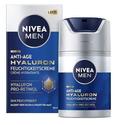 NIVEA MEN Anti-Age Hyaluron Feuchtigkeitscreme 50 ml | Hyaluron Pro-Retinol LSF