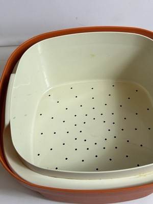 Vintage Tupperware Multi-Servierer 3-teiliges Set Ernte Orange & Mandel 888-7 UK