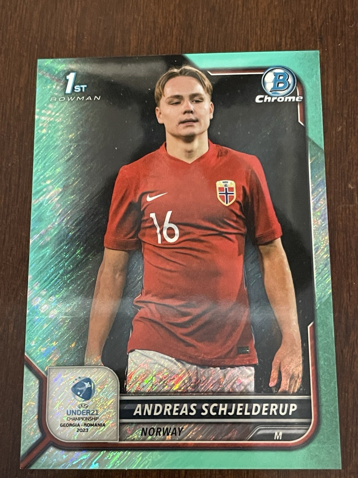 2022-23 Bowman Chrome Road to UEFA U21 Andreas Schjelderup #1 RC /125 -World Cup
