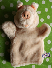 Handpuppe Schwein Plüschtier Kuscheltier apricot Knopfaugen Puppentheater CE