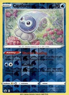 Castform Rainy Form 033/198 Common Chilling Reign Pokemon Reverse Holo Near Mint