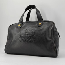 LOEWE Amazona 28 Anagram Leather Designer Handbag Black Shoulder Bag Authentic