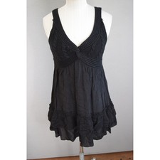 Y2K Forever 21 Babydoll Dress Medium Black Knit Ruffled Cable knit