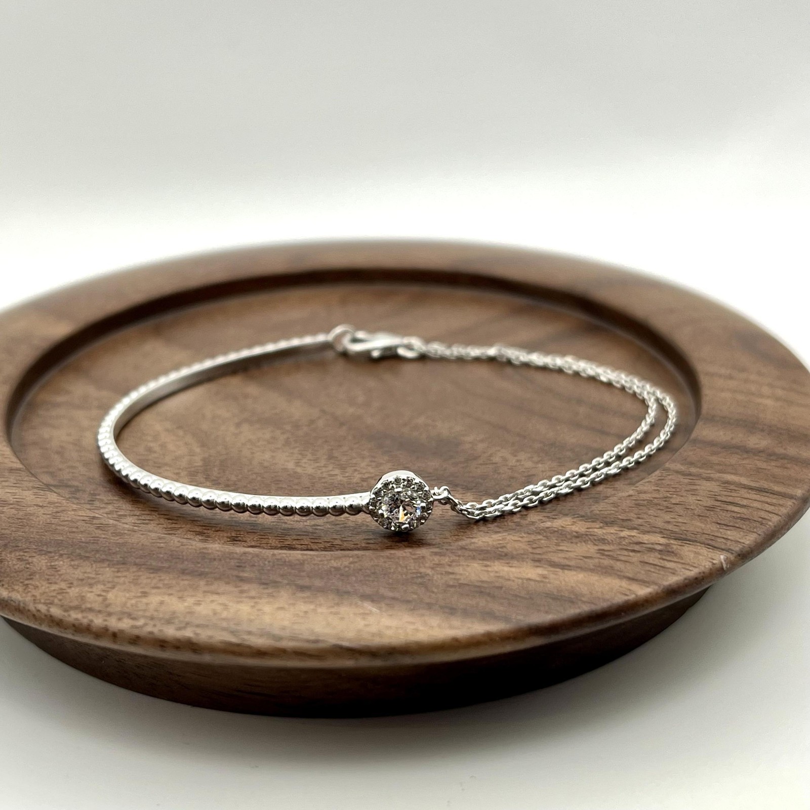 Bracelet demi jonc en argent 925 d'une brillance prestige avec oxyde 18cm