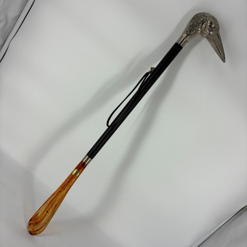 FootFitter Deluxe 28" Nickel Plated Duck Handle Shoe Horn Italy