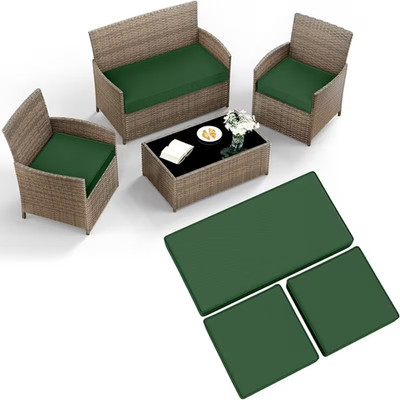 Rattan Stuhl Kissen Set Garten Sofa Sitzauflage 3tlg Ersatz Set Outdoor Garten